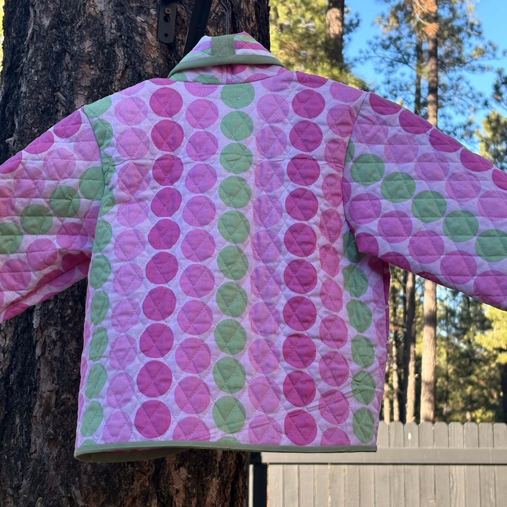 Kids Pink and Green Quilted Jacket - Picture 4 of 7